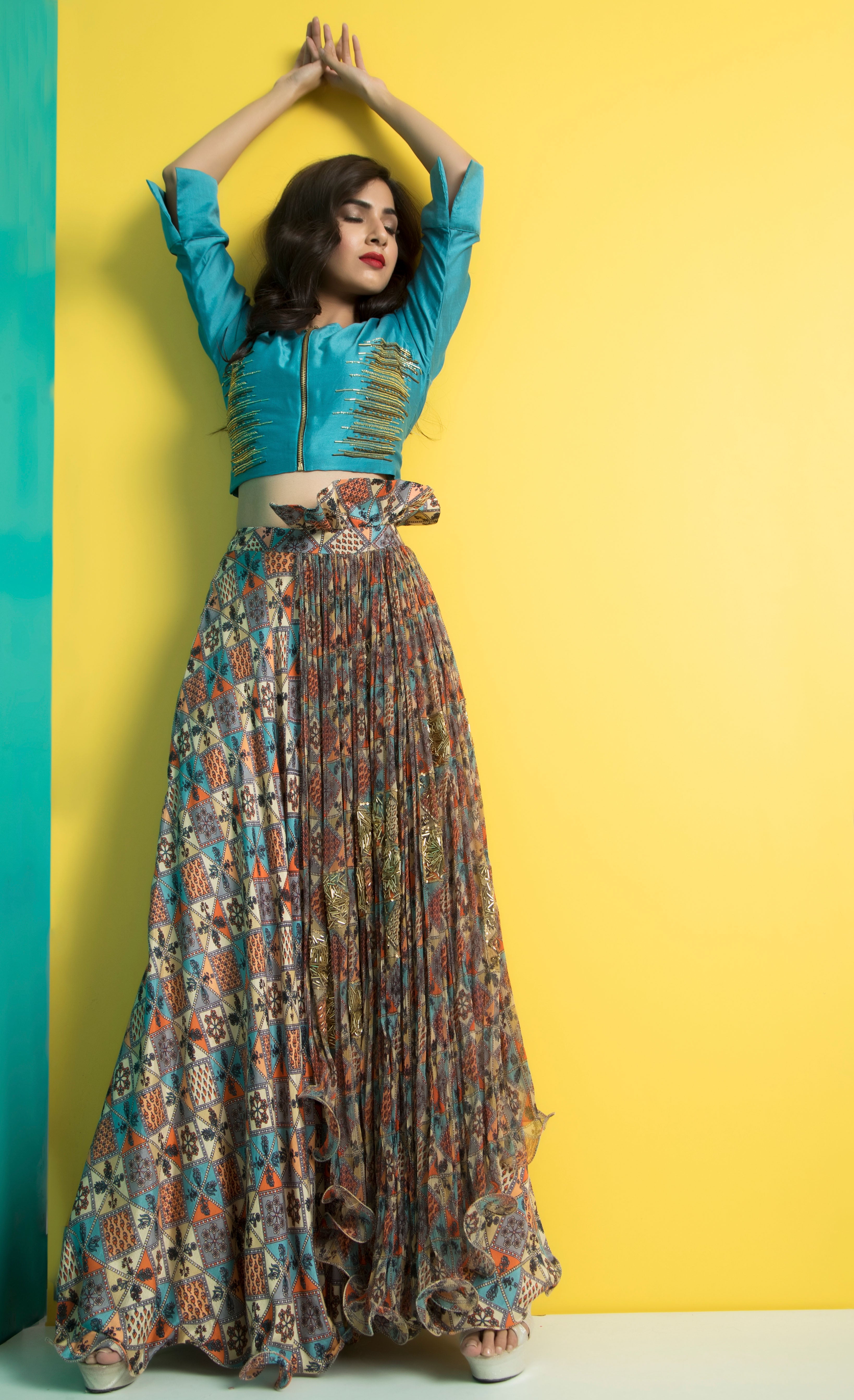 Crop top skirt outlet indo western