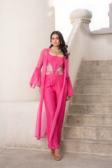 Gulbahar Hot pink mirror corset and papa pant set