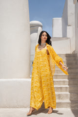 Gulbahar Marigold jumpsuit with loose balloon shirt set