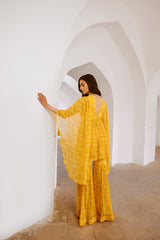 Gulbahar Maigold Yellow the jugnu winged tunic & sharara set