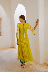 Lemon green Bahaar anarkali set