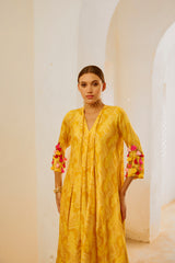 Gulbahar Marigold Yellow tassel tunic pant set